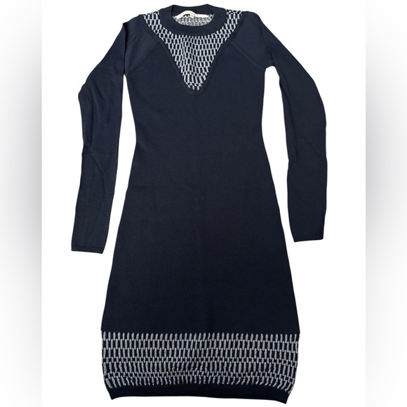 Rachel Roy Navy Blue Long Sleeve Fitted Sweater Mini Dress Size XS - Picture 2 of 8